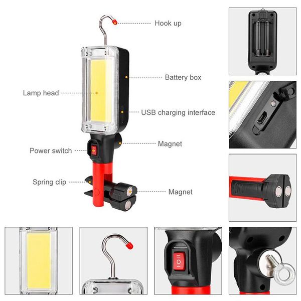 

portable lanterns rechargeable lamp led floodlight magnetic base worklight for garage outdoor camping