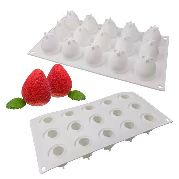 

strawberry cake mould 15 cavity 3d fruit french dessert mousse molds chocolate pastry moulds cakes decorating too for candle soap 1221509