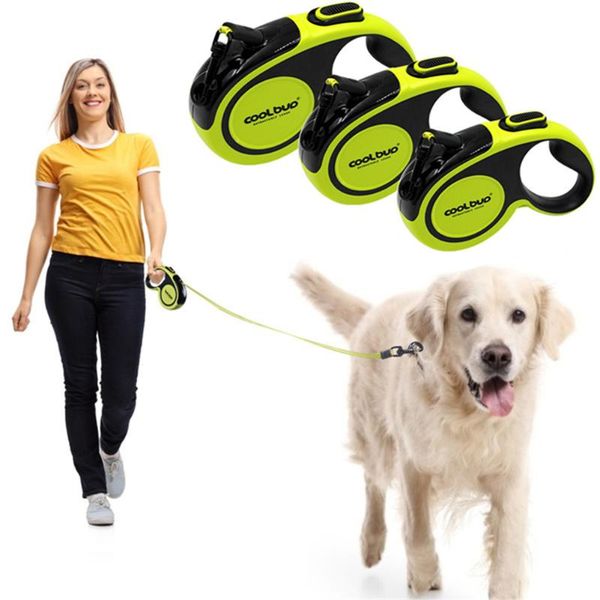 

dog collars & leashes retractable leash pet nylon automatic traction rope puppy 5m extending running durable cat leads for walking dogs