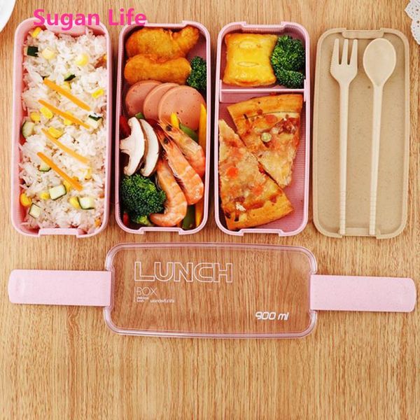 

dinnerware sets suganlife 900ml healthy material 4 layer lunch box wheat straw bento boxes microwave storage container