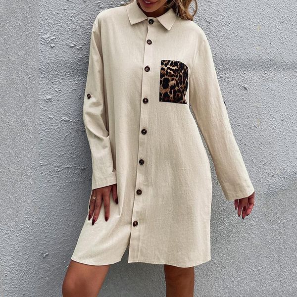 

casual dresses 2021 home wear european and american women's single-breasted foreign trade clothes lapel mid-length ladies skirt, Black;gray