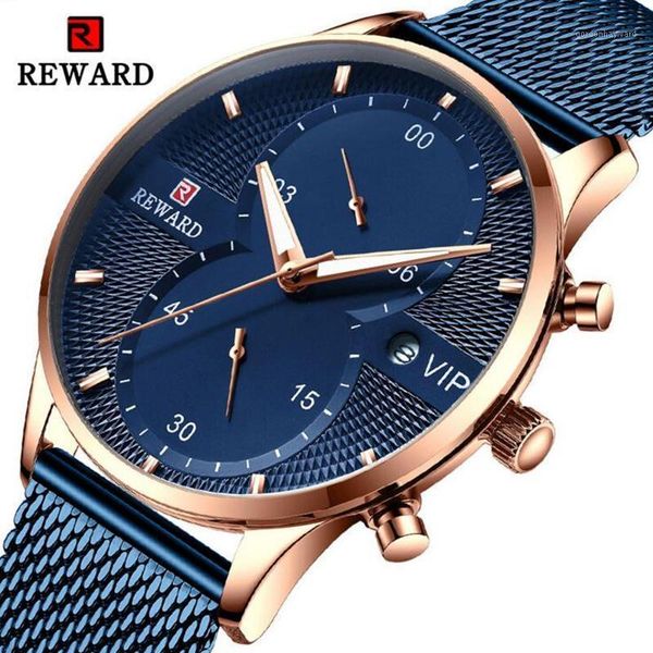 

wristwatches reward men's luxury quartz wristwatch business waterproof multi-function stainless steel strap casual sport watch for men, Slivery;brown