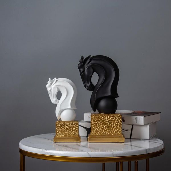 

decorative objects & figurines simple black and white horse head synthetic resin abstract american ornaments home living room office bookcas