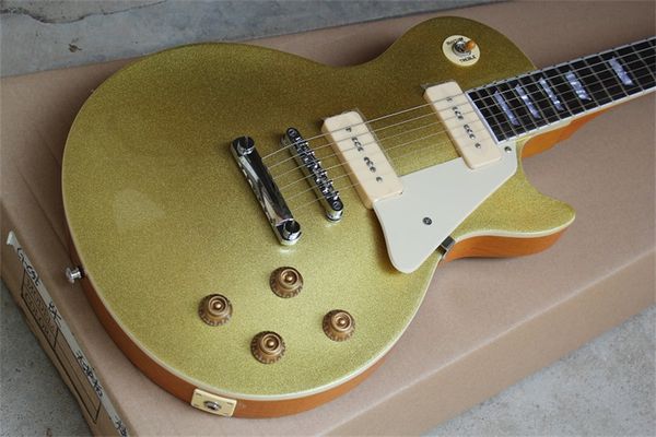 

china oem factory customized goldebony fretboard electric guitar