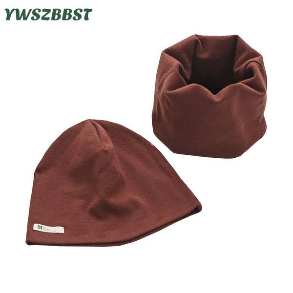 

caps & hats spring autumn cotton baby hat girls kids boys cap scarf infant winter solid color children beanie, Yellow