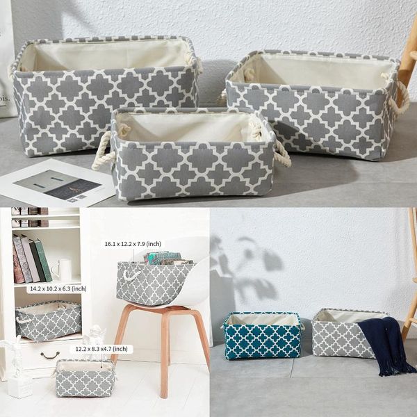 

storage bags canvas box cubes basket home shelf organizer rectangle portable