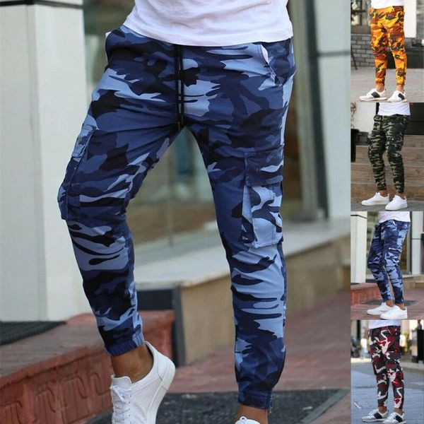 

men's pants fashion men`s camo jogger track sweatpants casual slim fit fleece workout gym basic sports, Black
