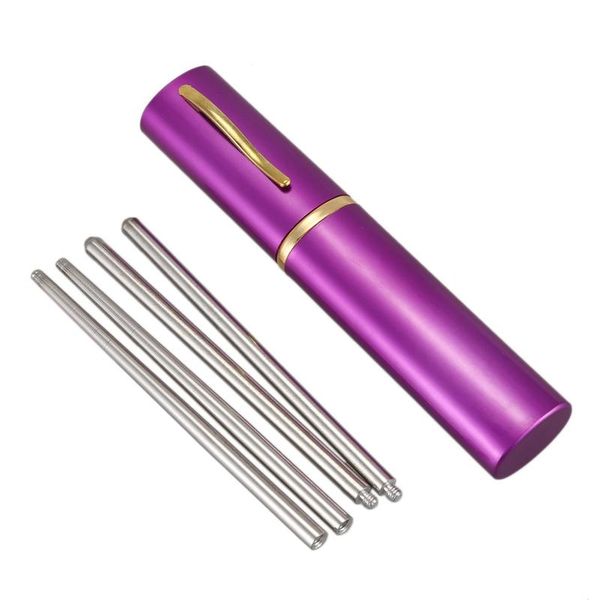 

practical aluminum pen shape shell stainless steel folding travel chopsticks,silver chopsticks