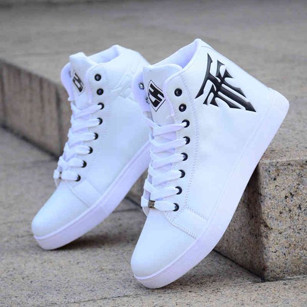 

spring men's shoes korean version of the trend high-white casual wild, Black