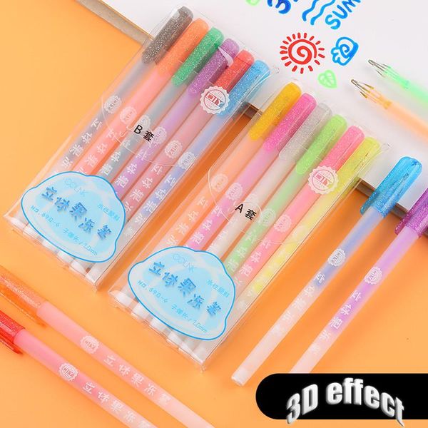 

gel pens kawaii pen 6 pcs/set cute 3d jelly for school colored art markers graffiti painting scrapbooking nail supplies