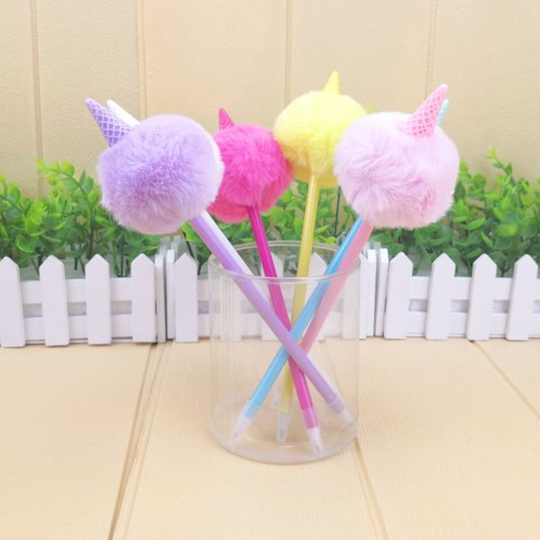 

pen plush gift creative new hairball cute plush unicorn ice cream ballpoint