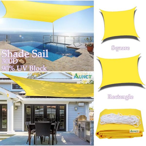 

shade 300d yellow waterproof sail square rectangle sunshade garden terrace canopy swimming sun camping yard awning
