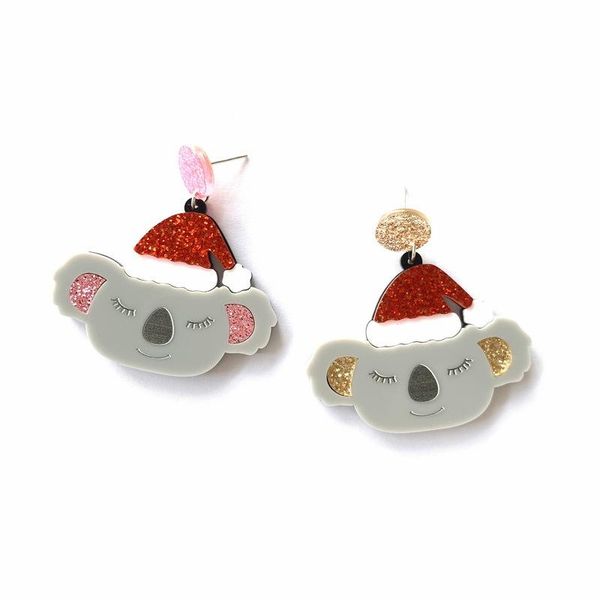 

stud european and american exaggerated glitter christmas hat sloth earrings gift earings fashion jewelry 2021 women, Golden;silver