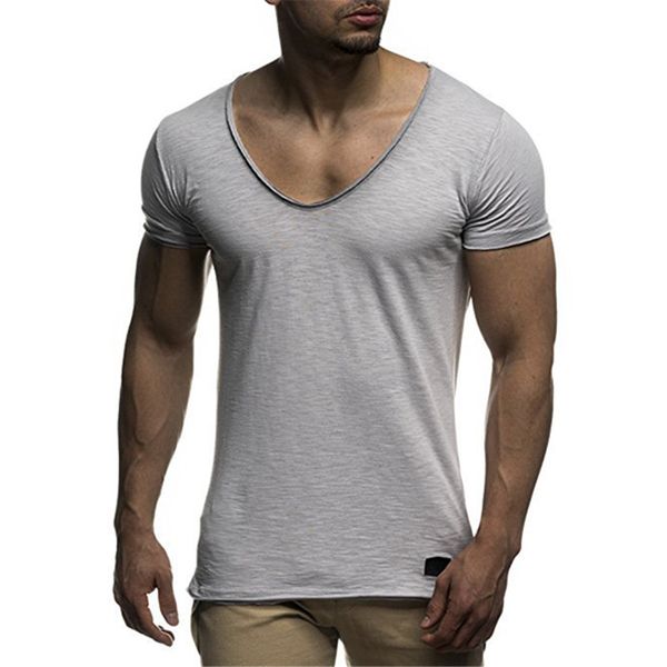 

wholesale price deep v neck short sleeve men t shirt fashion mens tee shirts hip hop casual solid color t shirts for men1, White;black