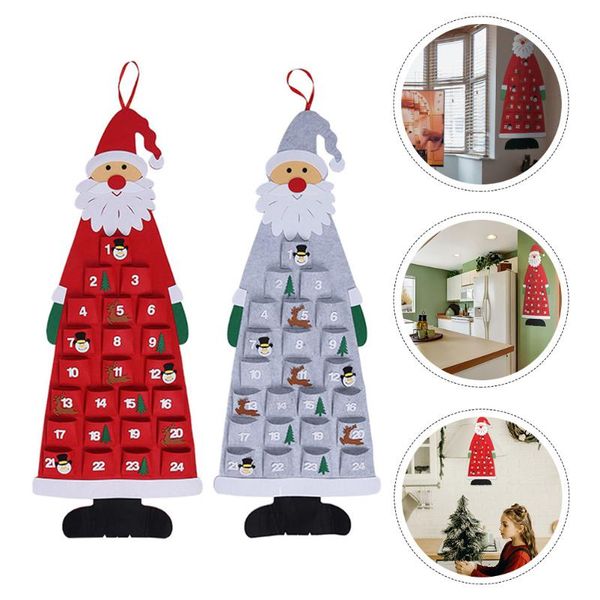

christmas decorations 1 set 2 pcs 2021 calendars xmas tree gifts (red grey)