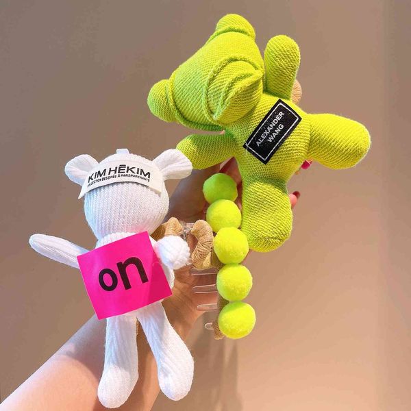 

barrettes hairpin south korea dongdamen ~ energetic girl cute doll big bear hair grabbing street shooting net red, Golden;silver