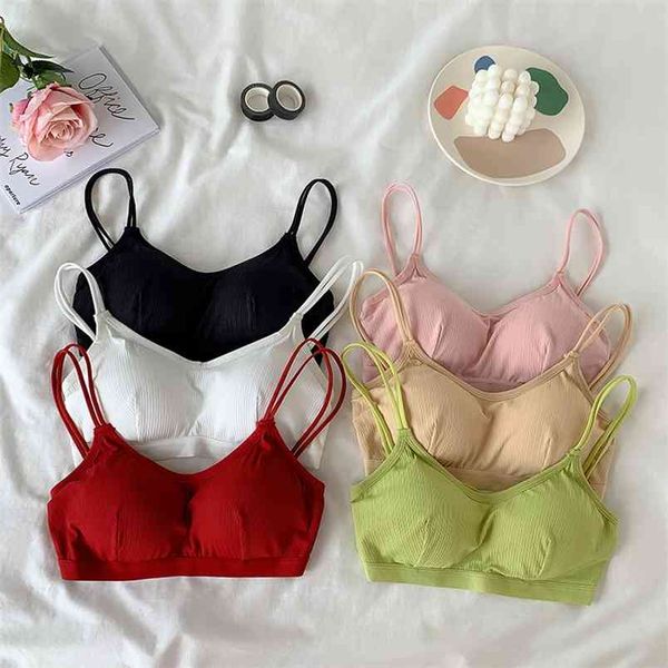 

fashion women camisole sling vest sleeveless cold shoulder cupid short camis female summer bra comfortable 210507, White