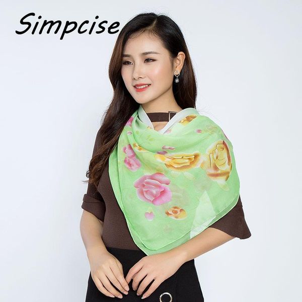 

scarves spring brand design women's garden party flower silk square scarf p9a99037, Blue;gray