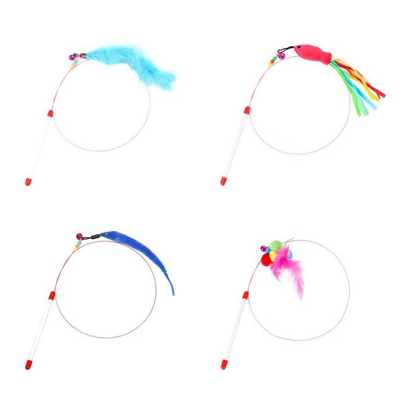 

cat toys kitten fun toy interactive play stick feather sticks for cats artificial with fish and feathers