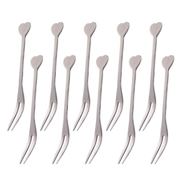 

forks 10pcs stainless steel fruit fork heart shape picks party supplies for el ktv bar
