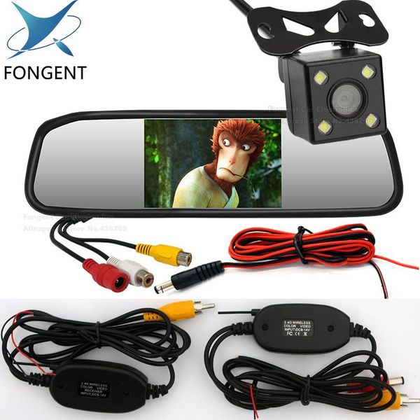

car video fongent high resolution hd 5" inch mirror monitor 2ch input 800*480 dc 12v~24v parking european plate rear