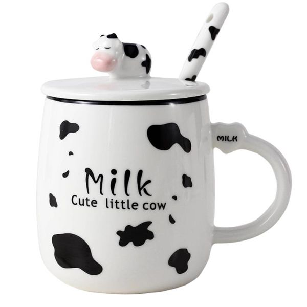 

mugs cow pattern coffee mug ceramic cup with spoon and lid gift for friends