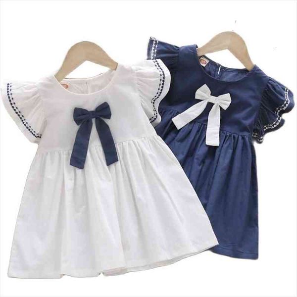 

girls summer navy for children girl dress embroidered with flying sleeves kids clothing baby clothes 2 3 4 5 6, Red;yellow