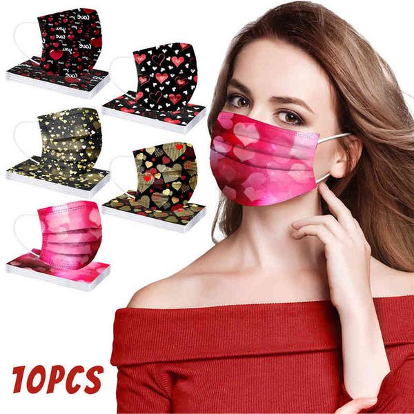 

valentine's day mask face 3-layer disposable couple printed