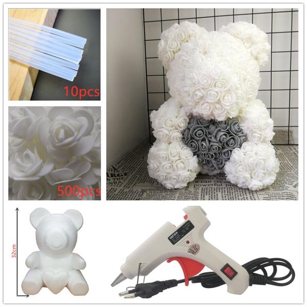 

decorative flowers & wreaths 20cm/32cm foam rose teddy bear mold pe artificial flower heads diy accessories bag gifts