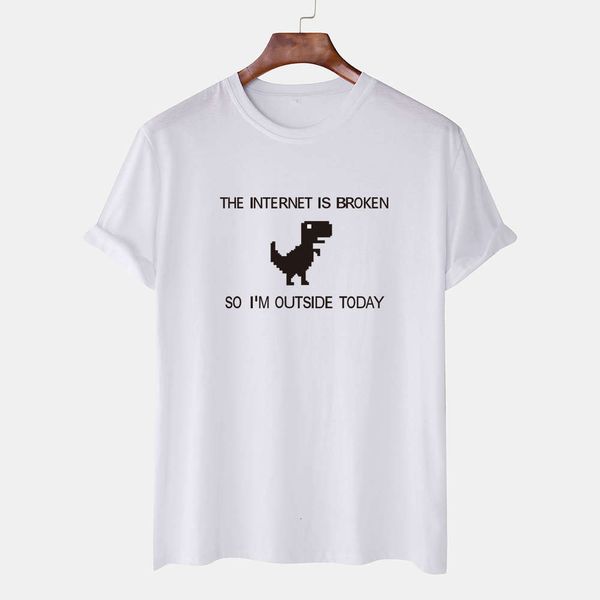 

2021 men's round neck small dinosaur print t-shirt, White;black