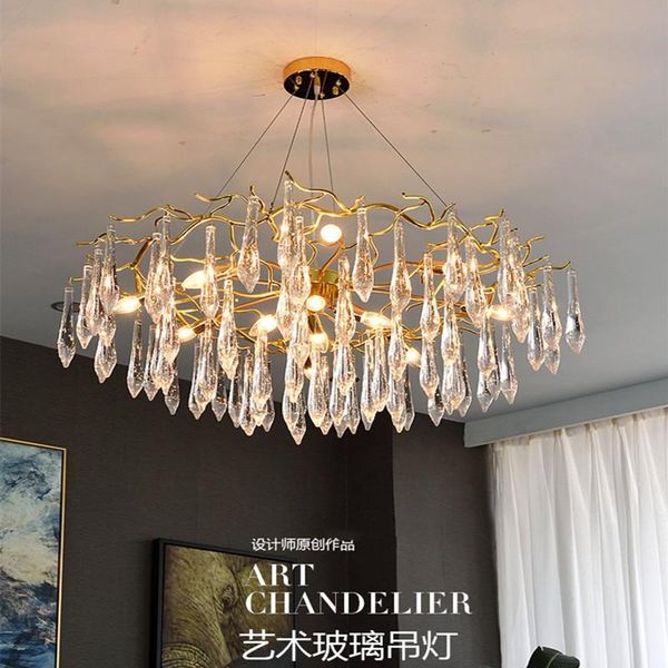 

pendant lamps led chandelier nordic 6/8/12 head k9 crystal ceiling light for dining room villa living decor