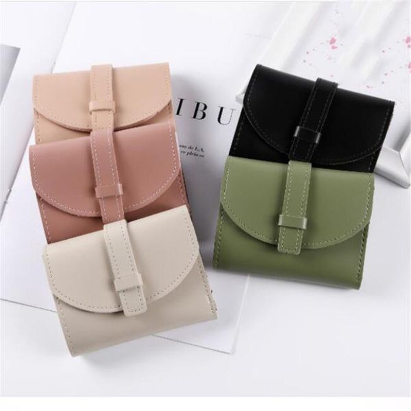 

wallets fashion lady small fresh short wallet pu draw belt card bag portable money purse clutch, Red;black