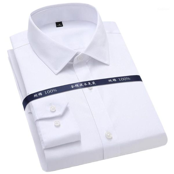 

men's dress shirts mens formal long sleeve white pure cotton business slim fit plus size office non iron, White;black