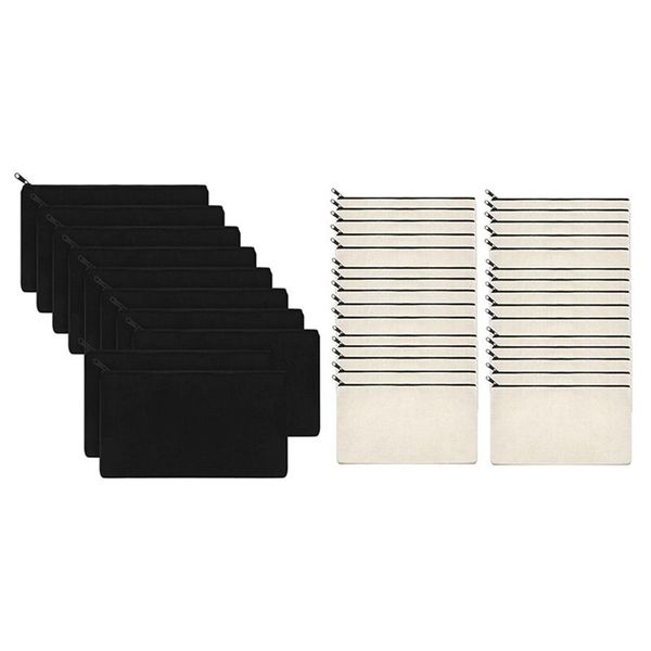 

pencil bags 40pcs canvas zipper bag case cosmetic blank diy craft school