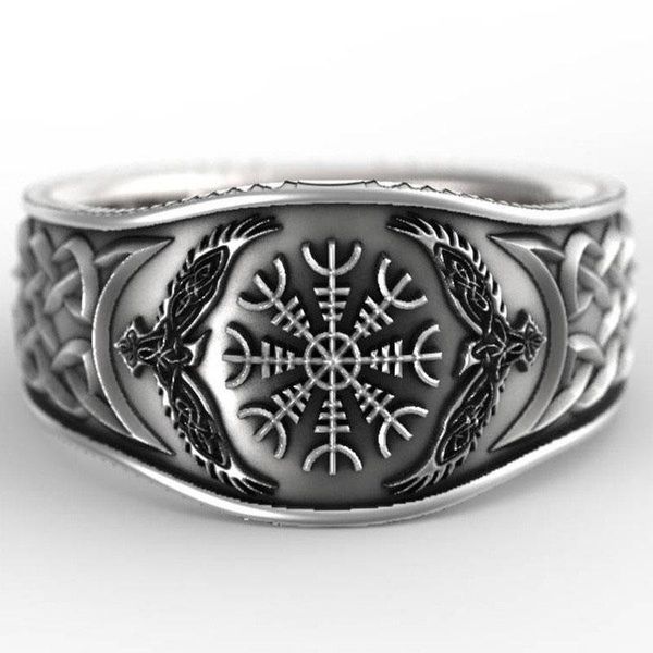 

cluster rings mythology viking celtic compass for women men vintage silver color female male jewelry punk party accessories gifts, Golden;silver