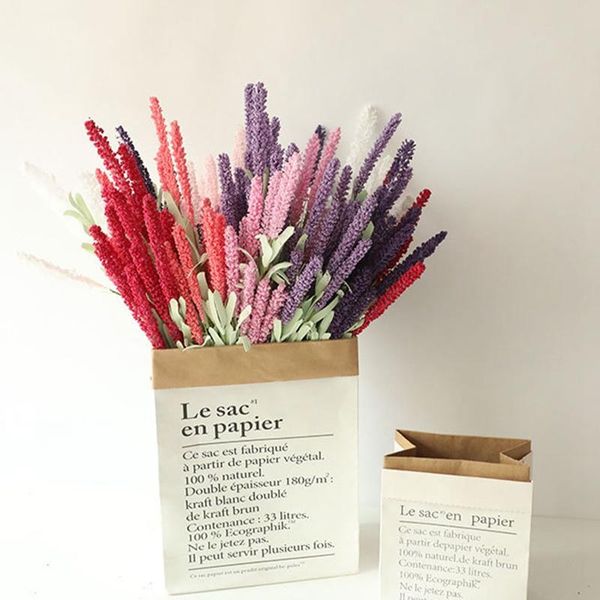 

heads/bouquet romantic provence artificial flower purple lavender bouquet with green leaves for home party decorations decorative flowers &