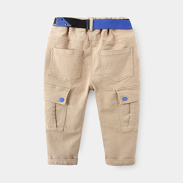 

Baby Long Cargo Pants New 2021 Spring Autumn Childrens Clothing Kids Big Pocket Teens Casual Loose Trousers With Belt For Boys, Khaki