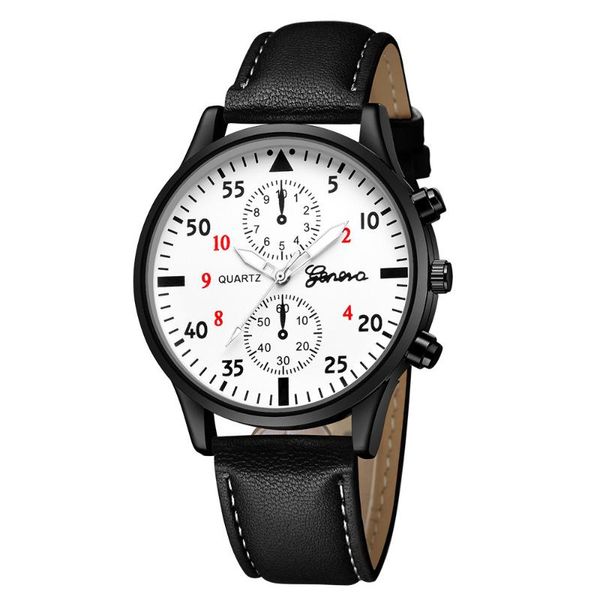 

wristwatches 1pcs selling men's leather watch 2021 simple minute hand scale small seconds alloy dial with business wrist orologio5, Slivery;brown
