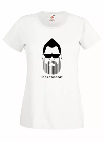 

j928 womens mesh beardcode fun t-shirt cotton beard style, White;black