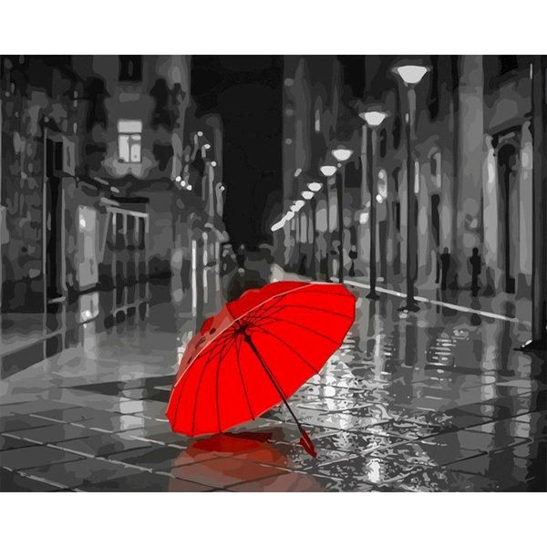 

paintings framed red umbrella in rainy night landscape diy painting by numbers handpainted oil paint home wall art picture for decor gift