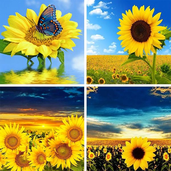 

diamond painting square full embroidery flower sunflower needlework 3d diy cross stitch mosaic home decoration gifts