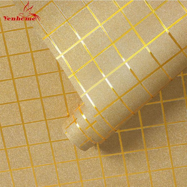 Wallpapers Golden Silver Glitter Plaid Wallpaper Selbstklebende wasserdichte dekorative Aufkleber Zimmer Badezimmerschrank Renovierung Kontaktpapier