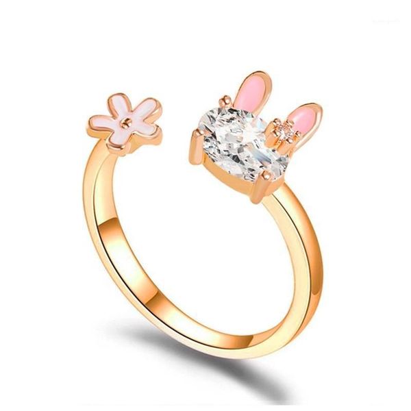 

cluster rings handmade adjustable dainty shiny animal knuckle ring gift for women girls flower opening fashion jewellery1, Golden;silver