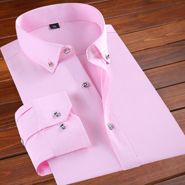 

men's casual shirts pink long sleeve shirt in spring and autumn, White;black