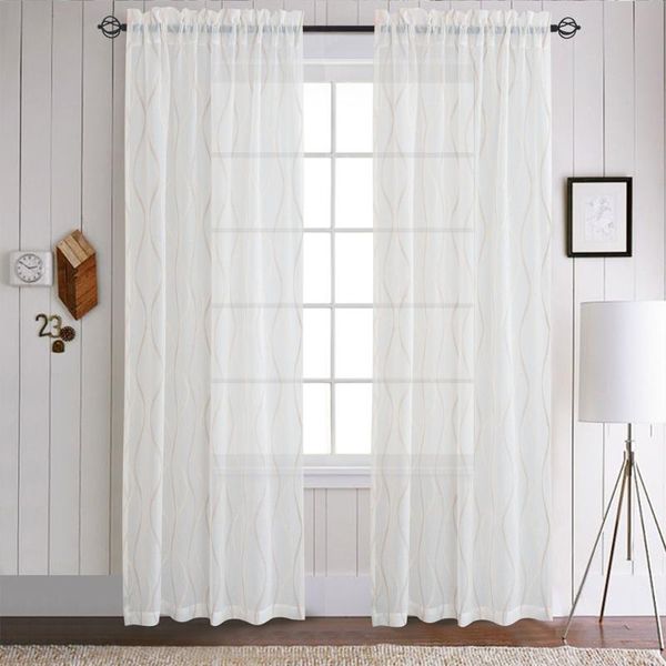 

curtain & drapes european style simple stripe voile for living room bedroom window balcony fabrics organza sheer panel
