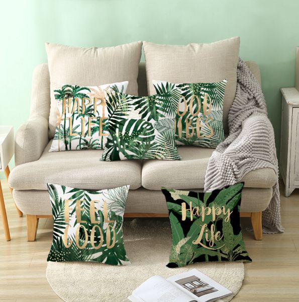 O mais recente caso de travesseiro de 45x45cm, plantas verdes Sente boa seleção de estilo, alimentação de mobiliário em casa de textura, suporte logotipo personalizado