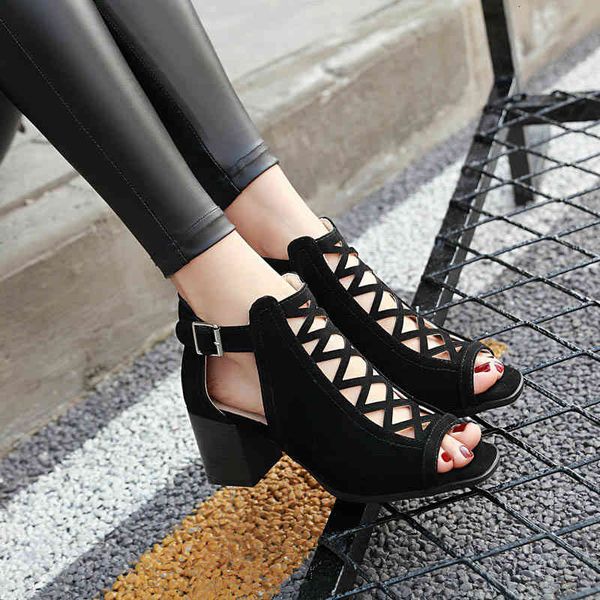 

dress shoes foentin oco para fora sandÃ¡lias de design mulher gladiador roma sapatos verÃ£o peep toe fivela fecho saltos quadrados ft279a wfxm, Black