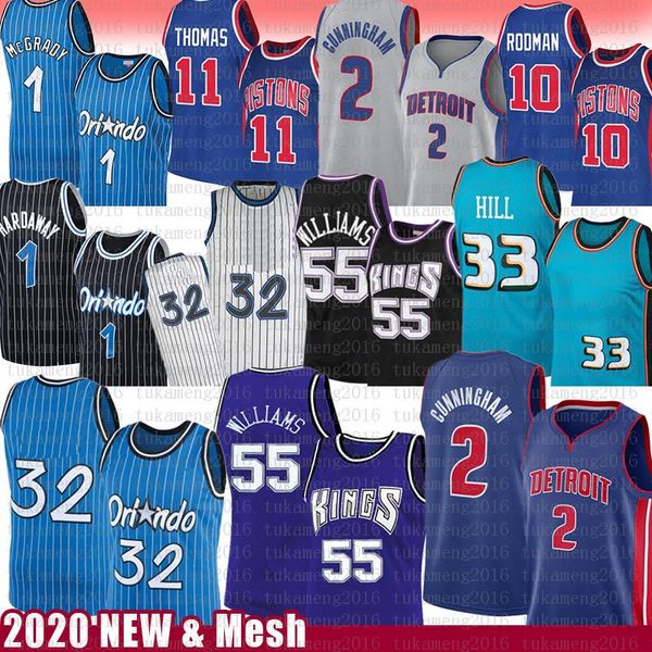 

jason 55 williams cade 2 cunningham grant 33 hill basketball jersey 32 penny tracy 1 hardaway isiah 11 dennis thomas rodman retro mesh, Black;red