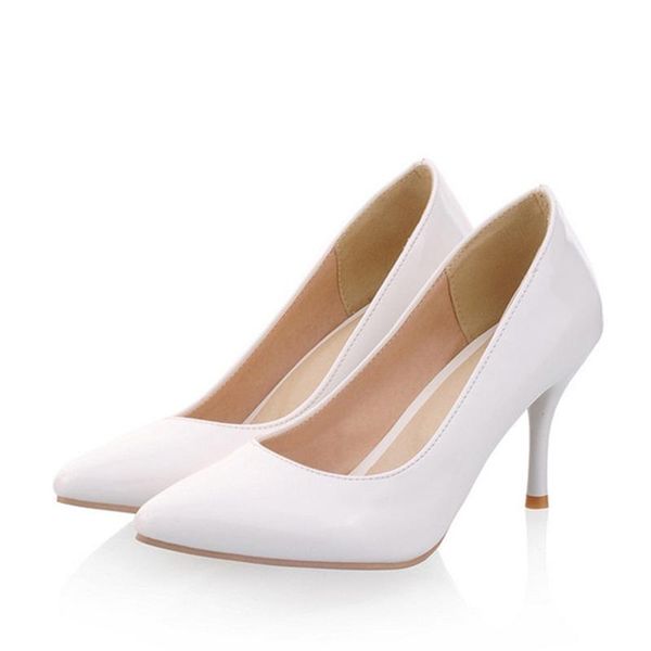 

dress shoes fashion heeled woman 2021 high heels pumps red pink white women's party office wedding female large size 34-48, Black