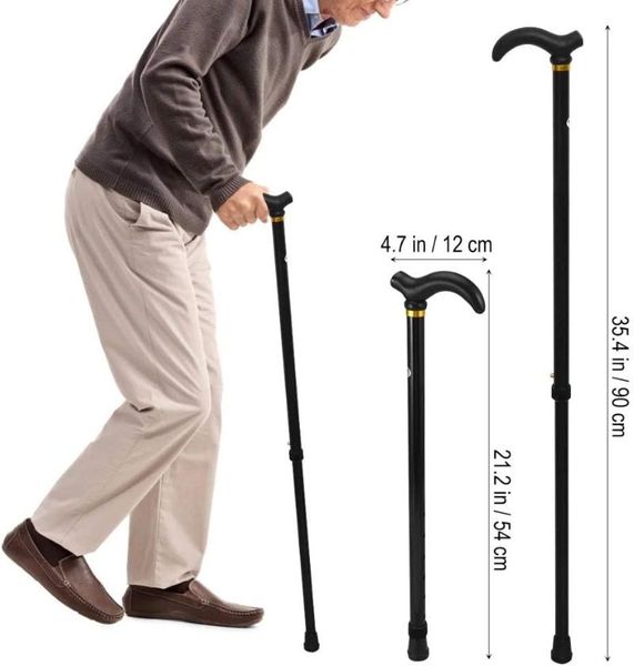 

aluminum alloy retractable walking stick 2 section adjustable height cane anti-skid for old people trekking poles